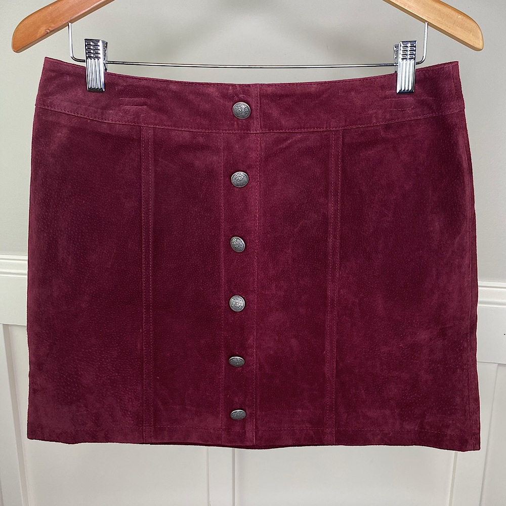 Gianni Bini Burgundy Suede A-Line Mini Skirt